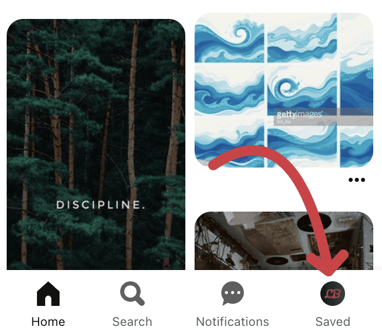 Pinterest screenshot mobile with indicator